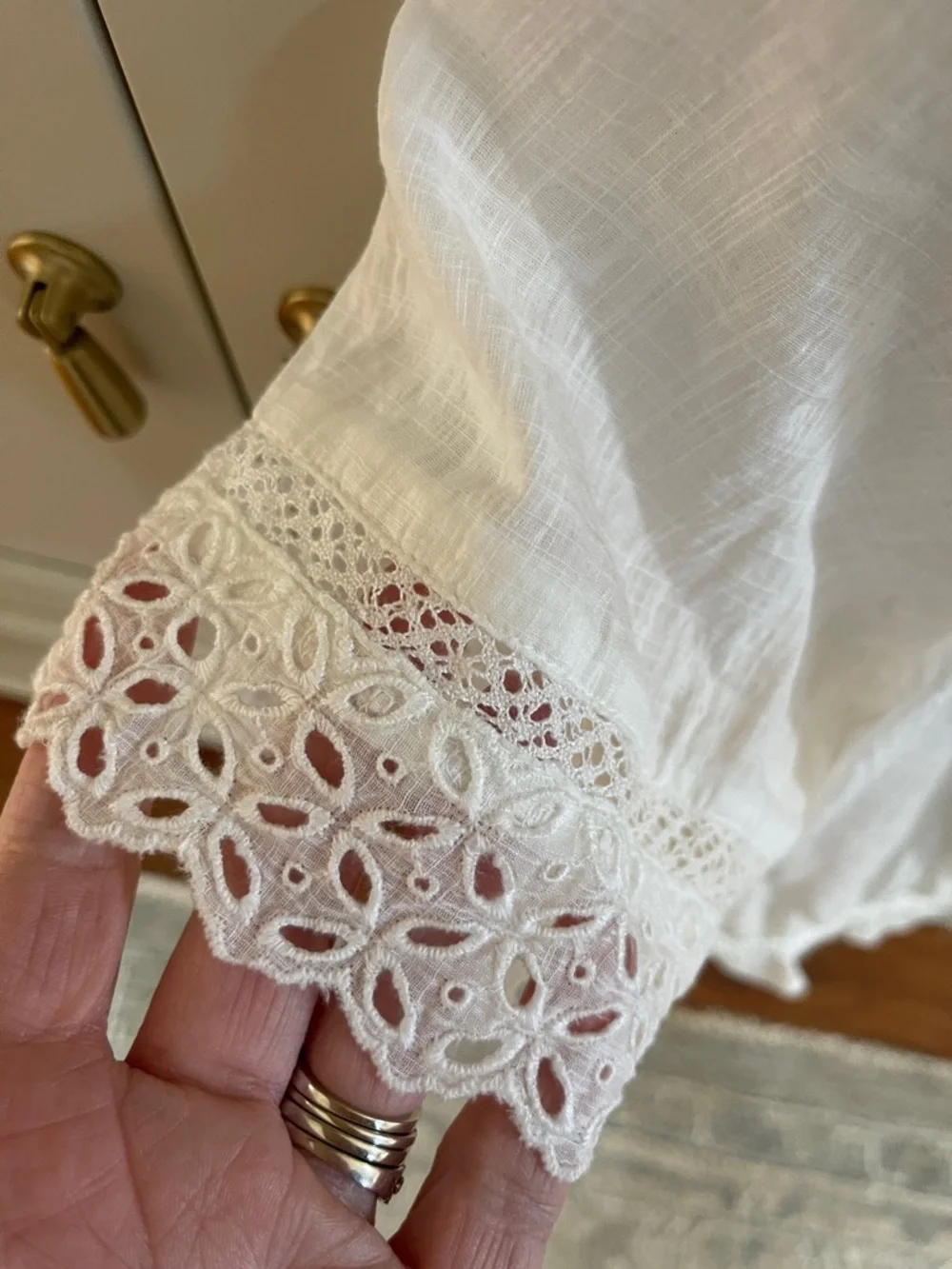 GAP White Eyelet-Trim Button Front Blouse - Picture 4 of 4